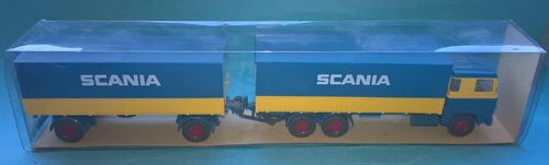Wiking 460 Scania 110 Pritschen-Lastzug SCANIA gelb/blau in OVP