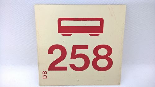 Waggonnummer Schild 258  DB Deutsche Bundesbahn